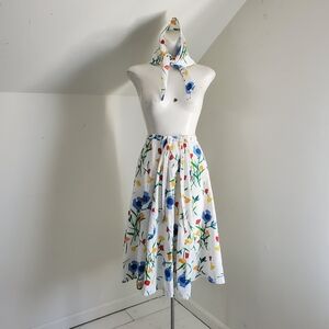 Peter Popovitch Floral Midi Skirt with Matching Head Neck Scarf